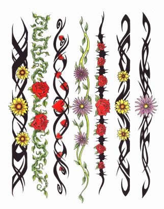 Tribal And Flower Arm Bands Images Tattoo